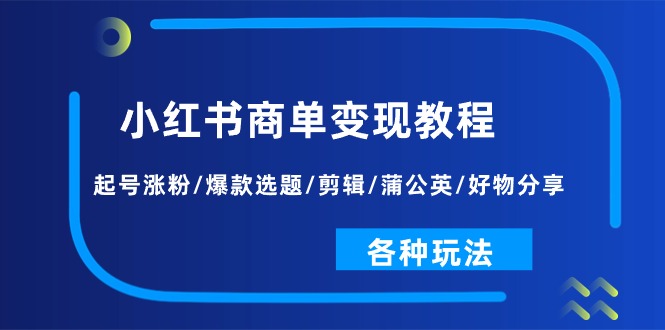1719249834345486.jpg 小红书商单变现教程:起号涨粉/爆款选题/剪辑/蒲公英/好物分享/各种玩法