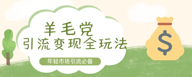 羊毛党引流变现全玩法,年轻市场引流必备