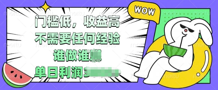 门槛低,收益高,不需要任何经验,谁做谁挣,单日利润多张