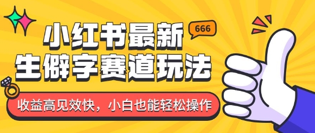 小红书最新生僻字赛道玩法,收益高见效快,小白也能轻松操作